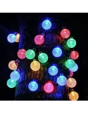 Instalatie solara cu 50 globulete LED , alb transparent, interior-exterior, fir negru, multicolor