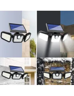 Set 2 Lampi cu incarcare Solara 150W Leduri COB Senzor de Miscare Prindere pe Perete 2
