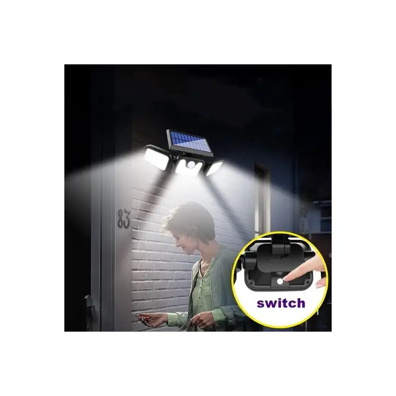 Set 2 Lampi cu incarcare Solara 150W Leduri COB Senzor de Miscare Prindere pe Perete
