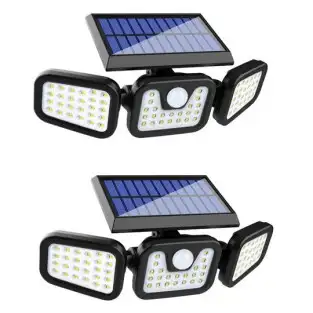 Set 2 Lampi cu incarcare Solara 150W Leduri COB Senzor de Miscare Prindere pe Perete