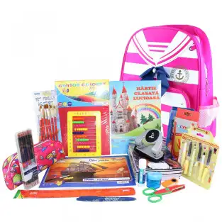 Ghiozdan complet, Pachet de rechizite copii pentru baieti/fete, clasele 1-4 2
