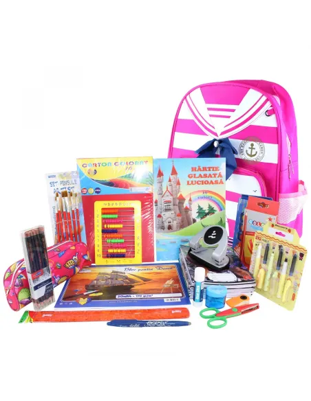 Ghiozdan complet, Pachet de rechizite copii pentru baieti/fete, clasele 1-4