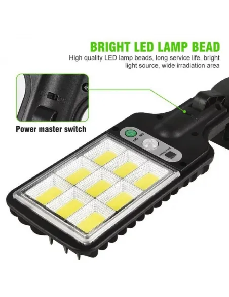 Set 5 x Lampi Solare de Perete cu 72 LED-uri COB, 50W, 3 Moduri de Functionare, Telecomanda, Senzor de Miscare si Lumina
