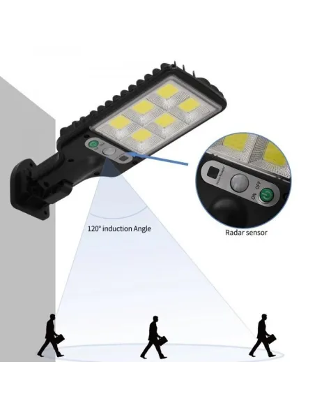 Set 5 x Lampi Solare de Perete cu 72 LED-uri COB, 50W, 3 Moduri de Functionare, Telecomanda, Senzor de Miscare si Lumina