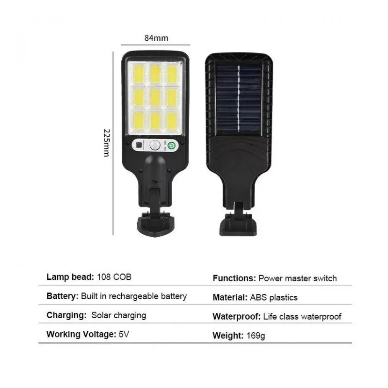 Set 5 x Lampi Solare de Perete cu 72 LED-uri COB, 50W, 3 Moduri de Functionare, Telecomanda, Senzor de Miscare si Lumina