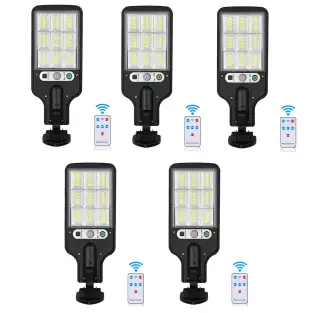 Set 5 x Lampi Solare de Perete cu 72 LED-uri, 50W, 3 Moduri de Functionare, Telecomanda, Senzor de Miscare si Lumina