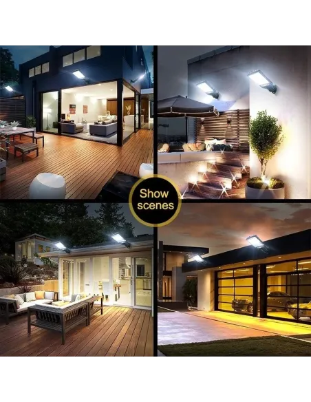 Set 5 x Lampi Solare de Perete cu 72 LED-uri, 50W,  3 Moduri de Functionare, Telecomanda, Senzor de Miscare si Lumina