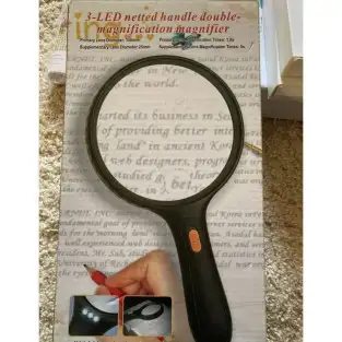 Lupa de mana pentru citit, marire de 1.8x, 3 leduri, lentila suplimenatre cu marire de 5x, neagra 2