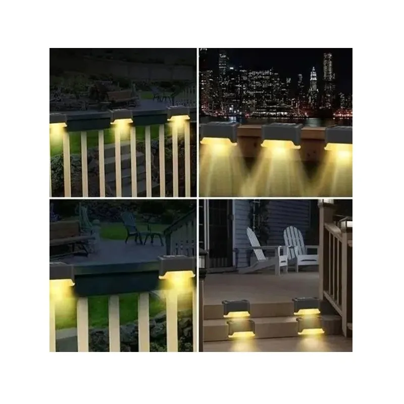 Set 4 x aplice solare LED, ABS/Policarbonat, Rezistent la apa IP65,200 mAh, 7.8x4.5x4.2 cm, Negru/Alb