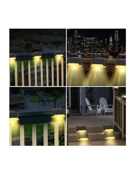 Set 4 x aplice solare LED, ABS/Policarbonat, Rezistent la apa IP65,200 mAh, 7.8x4.5x4.2 cm, Negru/Alb