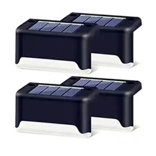 Set 4 x aplice solare LED, ABS/Policarbonat, Rezistent la apa IP65,200 mAh, 7.8x4.5x4.2 cm, Negru/Alb