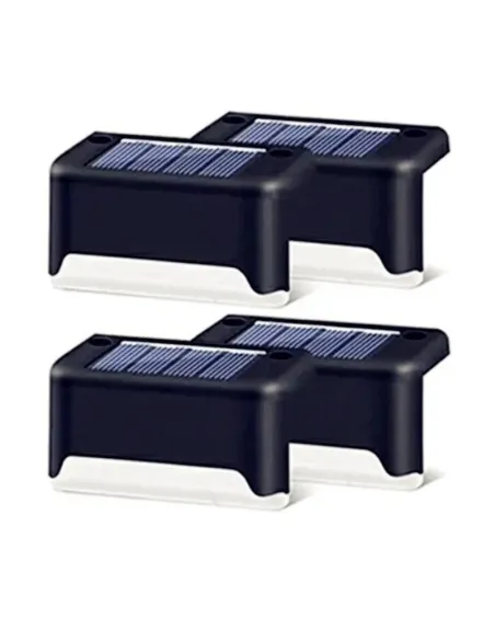 Set 4 x aplice solare LED, ABS/Policarbonat, Rezistent la apa IP65,200 mAh, 7.8x4.5x4.2 cm, Negru/Alb
