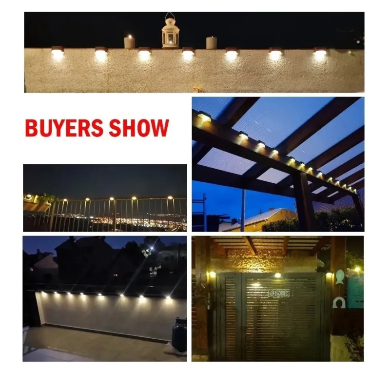 Set 4 x aplice solare LED, ABS/Policarbonat, Rezistent la apa IP65,200 mAh, 7.8x4.5x4.2 cm, Negru/Alb