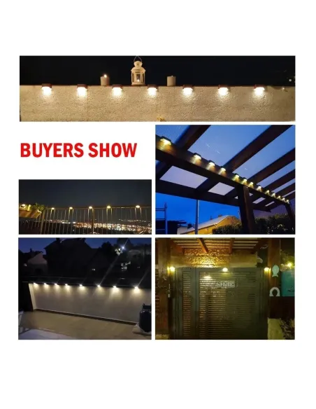 Set 4 x aplice solare LED, ABS/Policarbonat, Rezistent la apa IP65,200 mAh, 7.8x4.5x4.2 cm, Negru/Alb