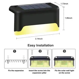 Set 4 x aplice solare LED, ABS/Policarbonat, Rezistent la apa IP65,200 mAh, 7.8x4.5x4.2 cm, Negru/Alb 2