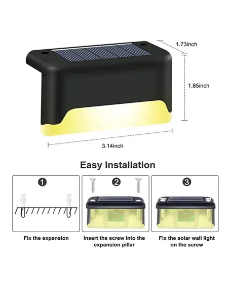 Set 4 x aplice solare LED, ABS/Policarbonat, Rezistent la apa IP65,200 mAh, 7.8x4.5x4.2 cm, Negru/Alb