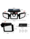 Set 4 lampi solare triple , pentru exterior, cu senzor de miscare, rezistente la apa