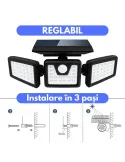 Set 4 lampi solare triple , pentru exterior, cu senzor de miscare, rezistente la apa