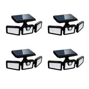 Set 4 lampi solare triple , pentru exterior, cu senzor de miscare, rezistente la apa