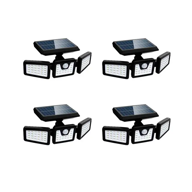 Set 4 lampi solare triple , pentru exterior, cu senzor de miscare, rezistente la apa
