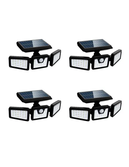 Set 4 lampi solare triple , pentru exterior, cu senzor de miscare, rezistente la apa