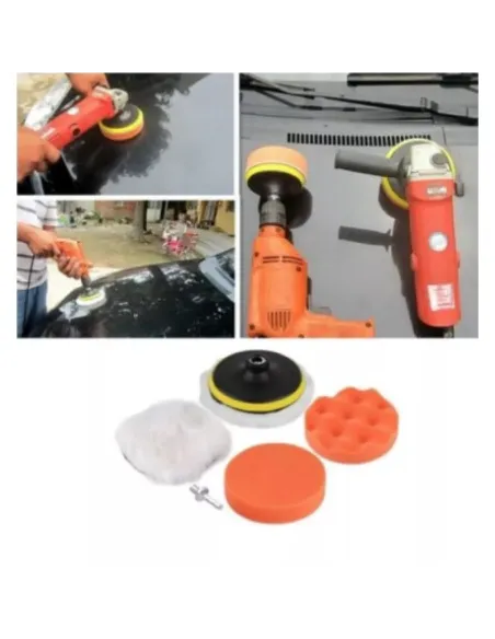 Set Polish auto cu 2 bureti, calota bumbac si adaptor bormasina