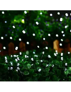 Instalatie solara decorativa, 100 LED-uri, alb rece, 12 m, 2 moduri iluminare 2