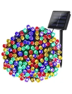 Instalatie solara decorativa, 100 LED-uri, multicolor, 12 m, 2 moduri iluminare