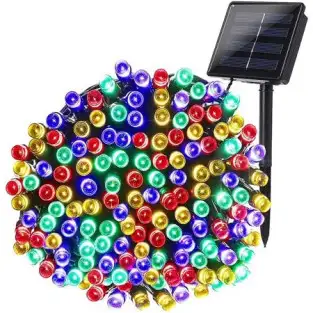 Instalatie solara decorativa, 100 LED-uri, multicolor, 12 m, 2 moduri iluminare