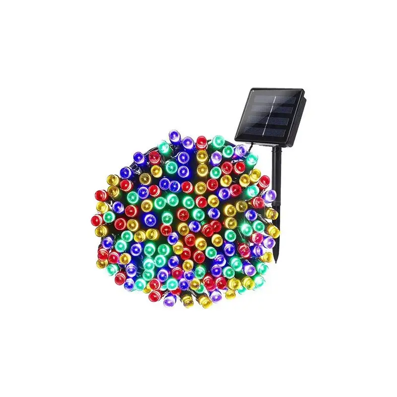 Instalatie solara decorativa, 100 LED-uri, multicolor, 12 m, 2 moduri iluminare