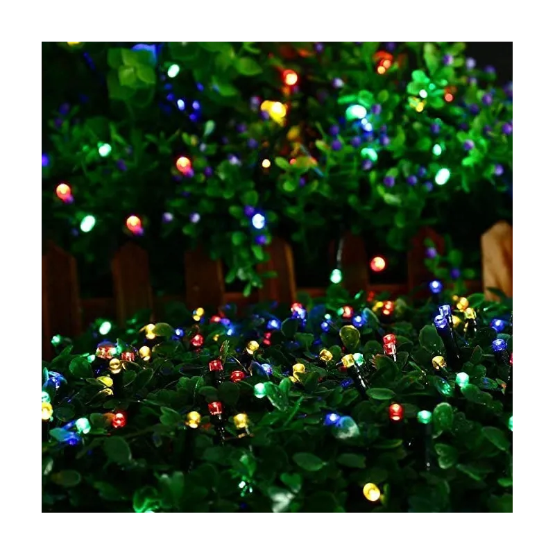 Instalatie solara decorativa, 100 LED-uri, multicolor, 12 m, 2 moduri iluminare