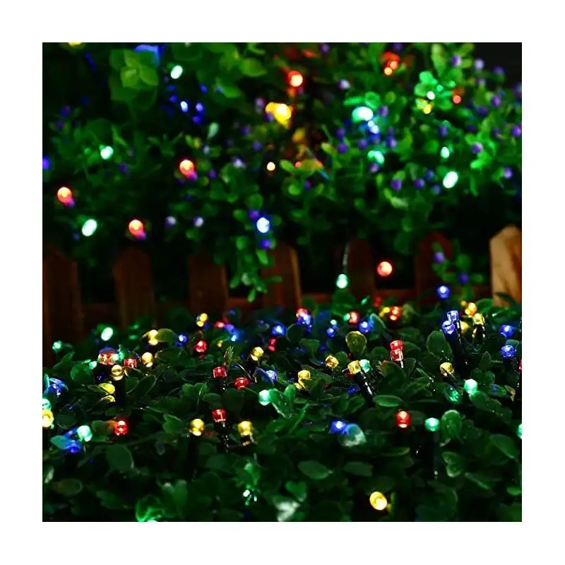 Instalatie solara decorativa, 100 LED-uri, multicolor, 12 m, 2 moduri iluminare
