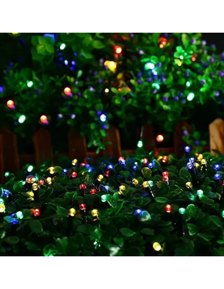 Instalatie solara decorativa, 100 LED-uri, multicolor, 12 m, 2 moduri iluminare