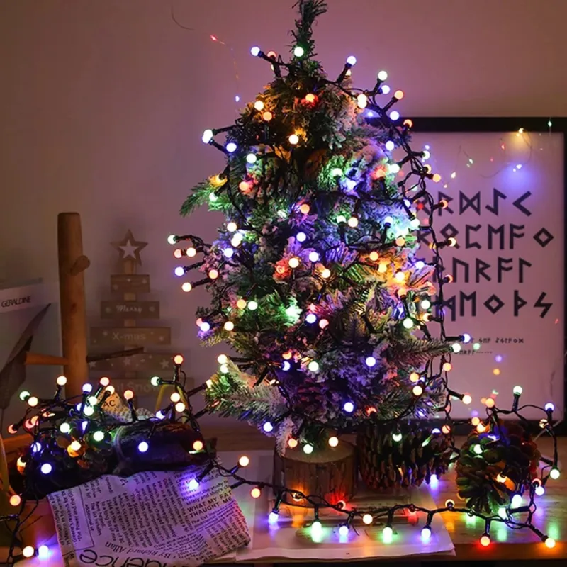 Instalatie de Craciun, bilute cluster 480 Led, alb rece, lungime 10m , interconectabile, 8 jocuri lumini