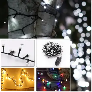 Instalatie de Craciun, bilute cluster 480 Led, alb rece, lungime 10m , interconectabile, 8 jocuri lumini