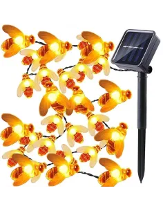 Instalatie solara albinute, 50 led-uri, alb cald 6.5 m