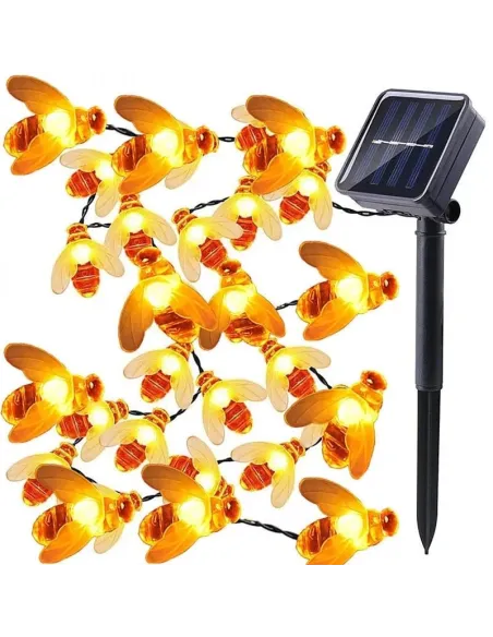 Instalatie solara albinute, 50 led-uri, alb cald 6.5 m