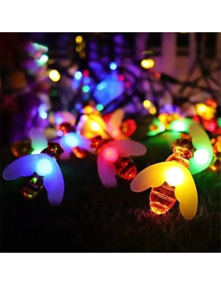 Instalatie solara albinute, 50 led-uri, multicolor, 6.5 m
