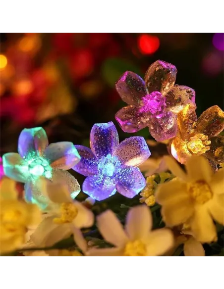 Instalatie solara floricele gheata, 50 led-uri, multicolor, 6.5 m