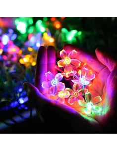 Instalatie solara floricele gheata, 50 led-uri, multicolor, 6.5 m 2