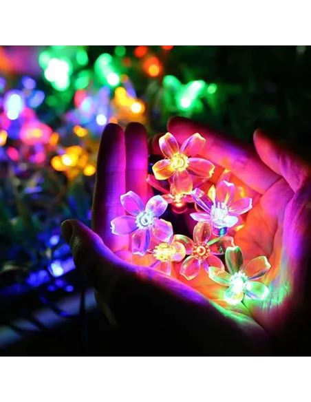 Instalatie solara floricele gheata, 50 led-uri, multicolor, 6.5 m