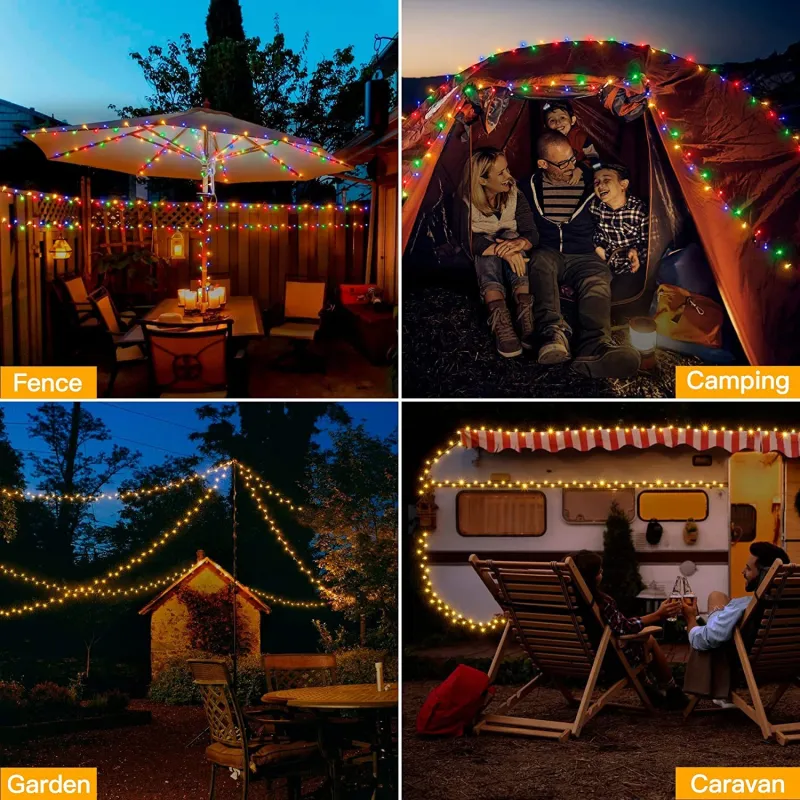 Instalatie solara decorativa, 300 LED-uri, multicolor, 30 m, telecomanda, panou solar mare  2024