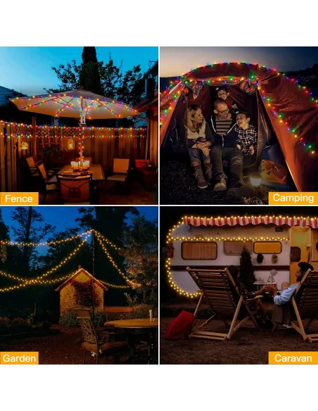 Instalatie solara decorativa, 300 LED-uri, alb rece, 33 m, telecomanda, panou solar mare2024