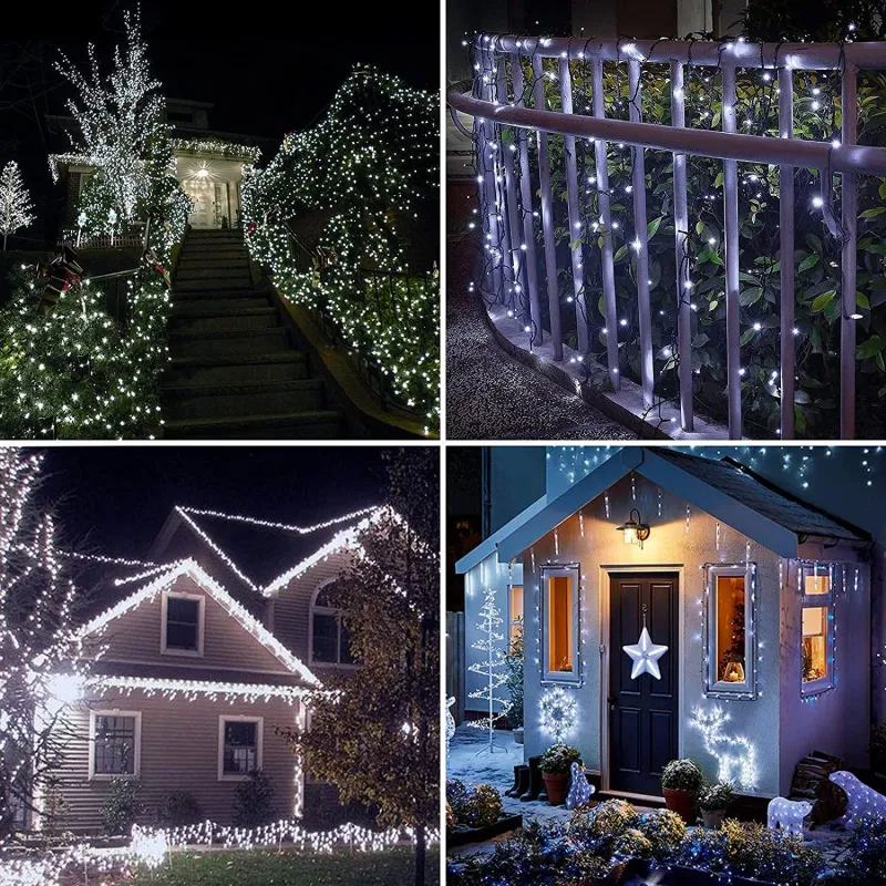 Instalatie solara decorativa, 300 LED-uri, alb rece, 33 m, telecomanda, panou solar mare2024