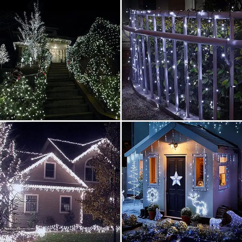 Instalatie solara decorativa, 300 LED-uri, alb rece, 33 m, telecomanda, panou solar mare2024