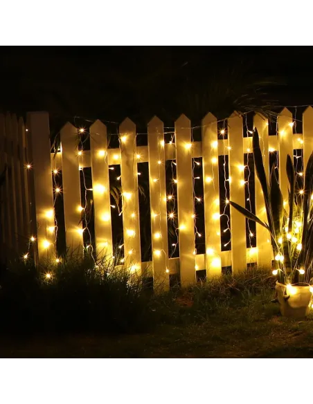 Instalatie solara franjuri, turturi ingali, lungime12m , 300 led-uri , alb cald