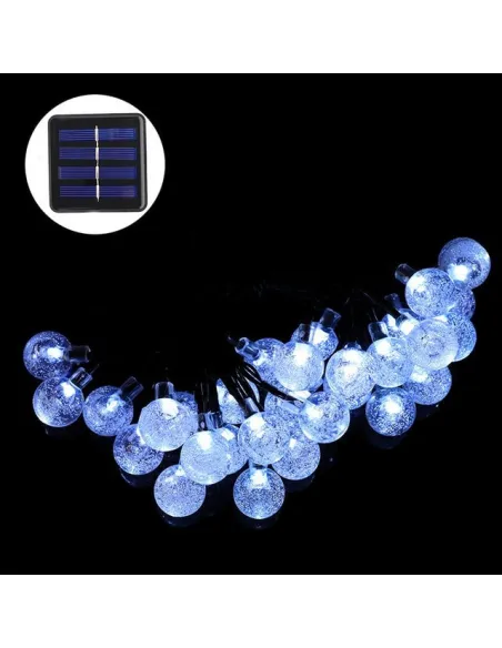 Instalatie solara bila cristal mare, 50 led-uri, alb rece , 6.5 m