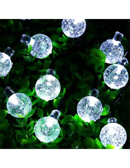 Instalatie solara bila cristal mare, 50 led-uri, Alb Cald, 6.5 m