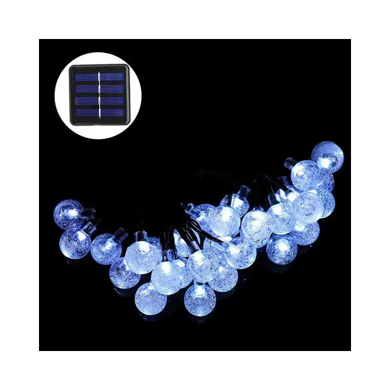 Instalatie solara bila cristal mare, 50 led-uri, Alb Cald, 6.5 m
