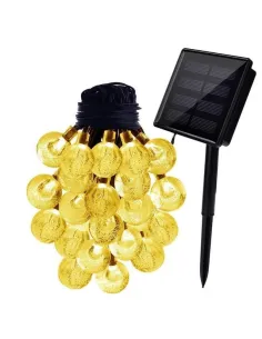 Instalatie solara bila cristal mare, 50 led-uri, Alb Cald, 6.5 m